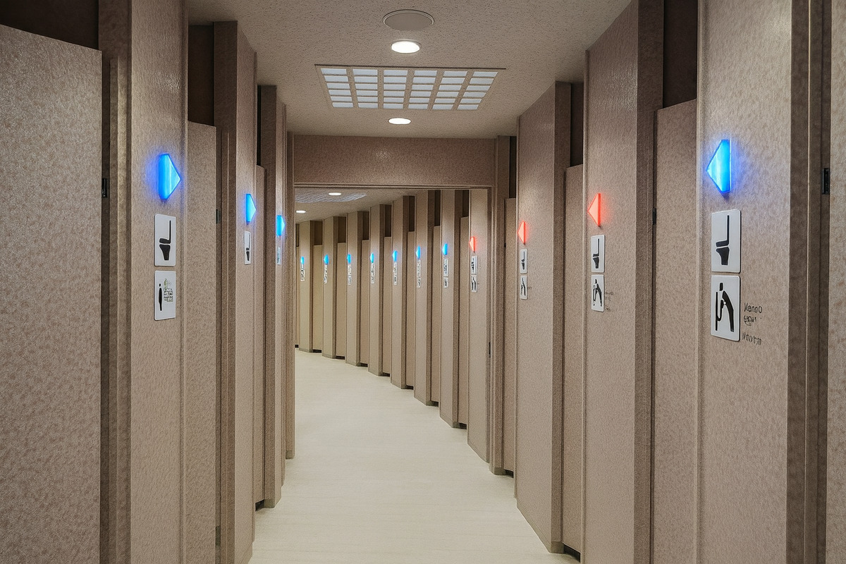 足柄SA下りに設置されたハーツエンタープライズ株式会社のトイレ満空表示システム