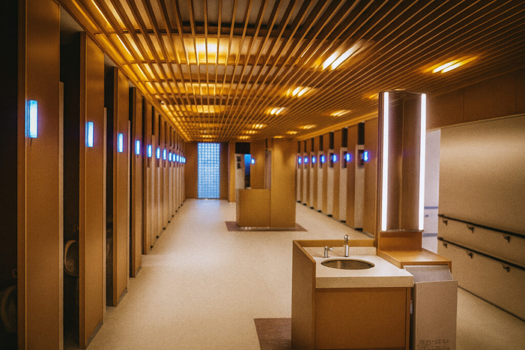 hharts トイレ満空システムを活用した動線設計で回遊性を高めた商業施設内トイレ空間