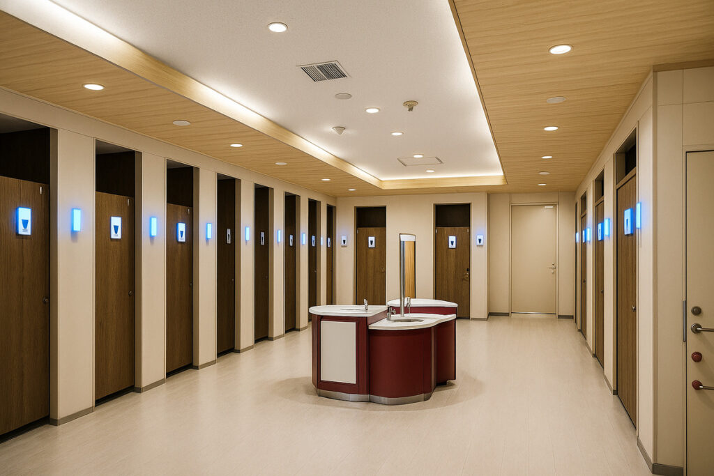 hharts トイレ満空システムでスマホと連動した空室情報表示